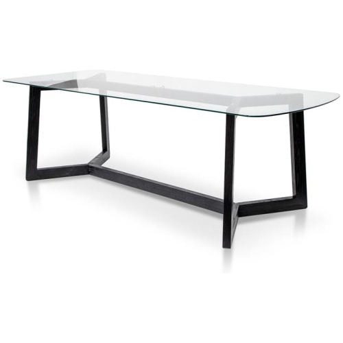 Massey 2.4m Dining Table - Glass Top with Black Base by Interior Secrets - AfterPay Available