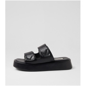 Matt & Nat Emie Nm Black Pu Black Sandals Womens Shoes Casual Sandals Flat Sandals
