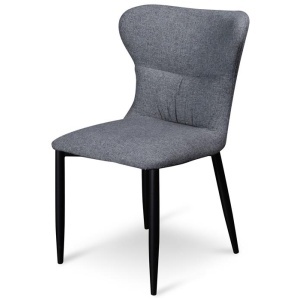 Mavis Fabric Dining Chair - Pebble Grey in Black Legs by Interior Secrets - AfterPay Available