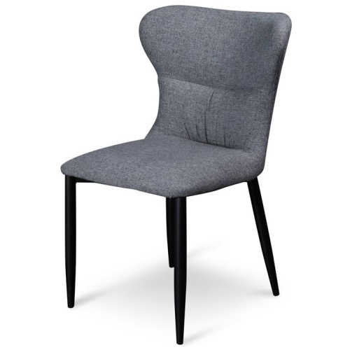 Mavis Fabric Dining Chair - Pebble Grey in Black Legs by Interior Secrets - AfterPay Available