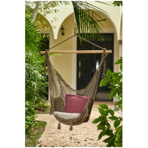 Mayan Legacy Extra Large Outdoor Cotton Mexican Hammock Chair in Cedar Colour