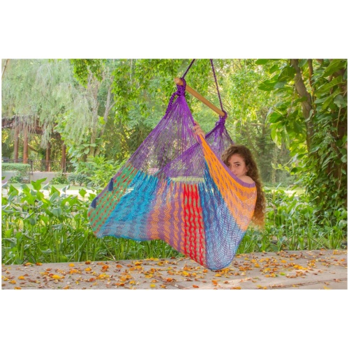 Mayan Legacy Extra Large Outdoor Cotton Mexican Hammock Chair in Colorina Colour