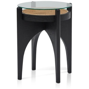 Mcdaniel 50cm Round Glass Side Table - Black by Interior Secrets - AfterPay Available