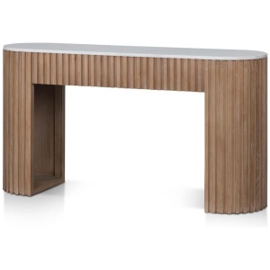 Mcmahon 1.6m White Marble Console Table - Natural by Interior Secrets - AfterPay Available