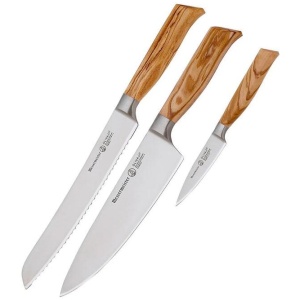 Messermeister Oliva Elite 3 Piece Kitchen Knife Set with Olive Wood Handles