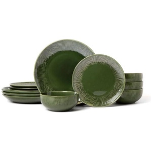Mikasa Jardin 12 Piece Stoneware Dinner Set Green