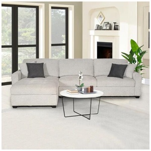 Milano Corner Sofa Chaise Polyester Fabric Multilayer Two Pillows Attached Individual Pocket Spring
