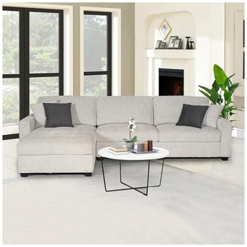 Milano Corner Sofa Chaise Polyester Fabric Multilayer Two Pillows Attached Individual Pocket Spring