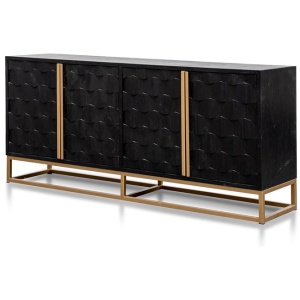 Mildred 1.78m Sideboard - Black ELM Wood with Gold Handle by Interior Secrets - AfterPay Available