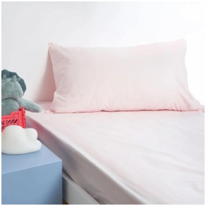 Minikins Junior Cotton Combo Fitted Sheet Set Baby Pink King Single