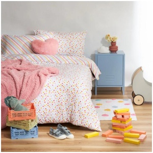 Minikins Multi Colour Spot Reversible Quilt Cover Set Double
