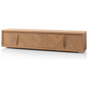 Miriam 2.23m Entertainment TV Unit - Dusty Oak with Gold Handle by Interior Secrets - AfterPay Available