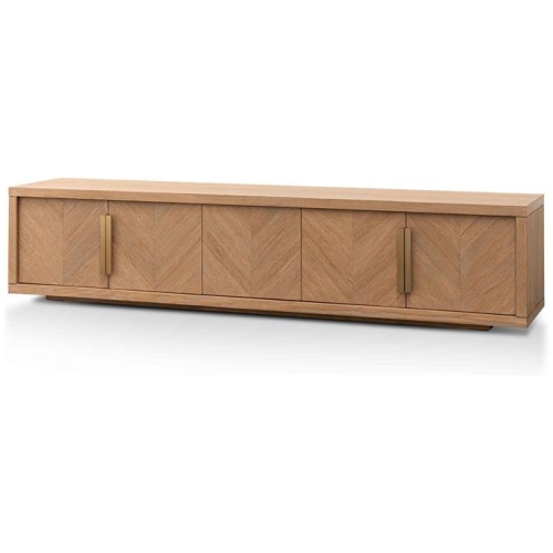 Miriam 2.23m Entertainment TV Unit - Dusty Oak with Gold Handle by Interior Secrets - AfterPay Available