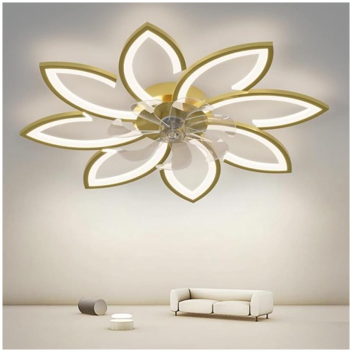 Modern Ceiling Light Fan, Low Profile, 6 Wind Speed, 3 Color (90cm, Gold)