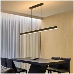Modern Minimalist Trapezoid Pendant Light Adjustable LED Bar Light Black