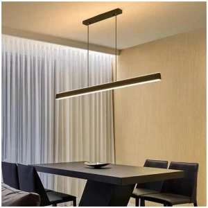 Modern Minimalist Trapezoid Pendant Light Adjustable LED Bar Light Black