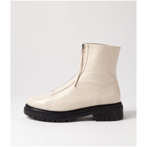 Mollini Alice Mo Cream Black Sole Leather Cream Black Sole Boots Womens Shoes Casual Ankle Boots