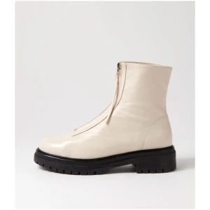 Mollini Alice Mo Cream Black Sole Leather Cream Black Sole Boots Womens Shoes Casual Ankle Boots
