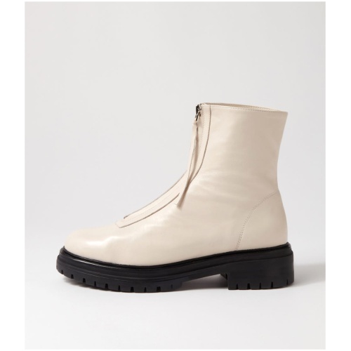 Mollini Alice Mo Cream Black Sole Leather Cream Black Sole Boots Womens Shoes Casual Ankle Boots