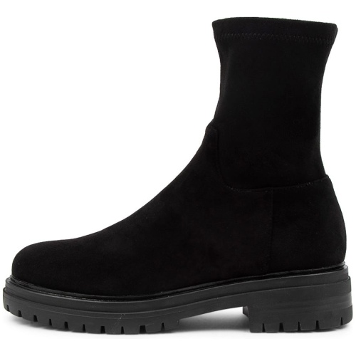 Mollini Alove Mo Black Stretch Microsuede Black Boots Womens Shoes Casual Ankle Boots