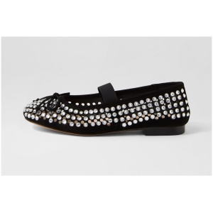 Mollini Beriza Mo Black Silver Suede Jewels Black Silver Shoes Womens Shoes Casual Flat Shoes