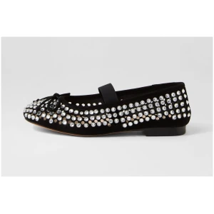 Mollini Beriza Mo Black Silver Suede Jewels Black Silver Shoes Womens Shoes Casual Flat Shoes