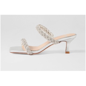 Mollini Deshow Mo Silver Silver Leather Jewels Silver Silver Sandals Womens Shoes Dress Heeled Sandals