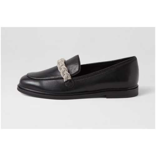 Mollini Galya Mo Black Silver Jewels Leather Black Silver Jewels Shoes Womens Shoes Casual Flat Shoes