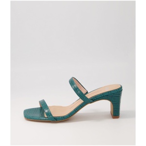 Mollini Hailed Mo Teal Croc Teal Sandals Womens Shoes Dress Heeled Sandals
