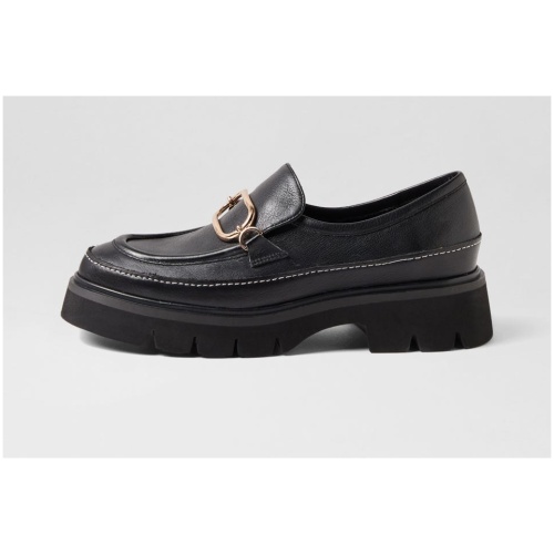 Mollini Kelly Mo Black Black Sole Leather Black Black Sole Shoes Womens Shoes Casual Flat Shoes