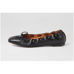 Mollini Niseya Mo Black Leather Black Shoes Womens Shoes Casual Flat Shoes