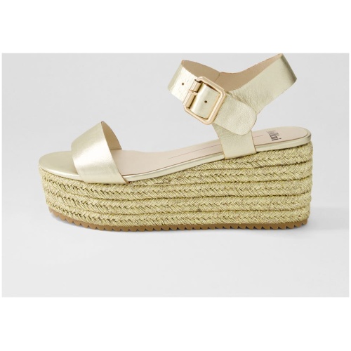 Mollini Noless Pale Gold Gold Leather Rope Pale Gold Gold Sandals Womens Shoes Casual Heeled Sandals