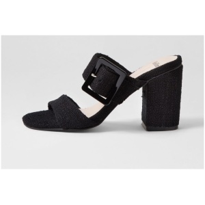 Mollini Opportune Mo Black Tweed Black Sandals Womens Shoes Casual Heeled Sandals