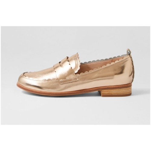 Mollini Qartoon Mo Champagne Shine Leather Champagne Shoes Womens Shoes Casual Flat Shoes