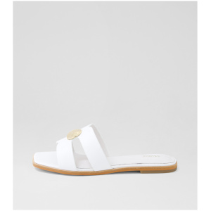 Mollini Sanilla Mo White Leather White Sandals Womens Shoes Sandals Flat Sandals