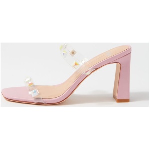 Mollini Stars Mo Baby Pink Pearl Stud Vinylite Leather Baby Pink Pearl Stud Sandals Womens Shoes Dress Heeled Sandals