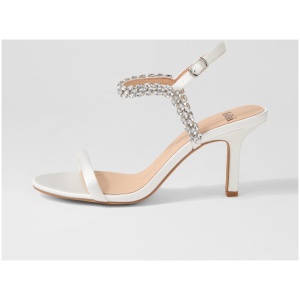 Mollini Sweetie Mo White Satin White Sandals Womens Shoes Dress Heeled Sandals