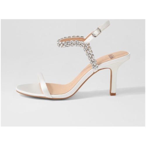 Mollini Sweetie Mo White Satin White Sandals Womens Shoes Dress Heeled Sandals