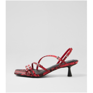 Mollini Tandom Mo Red Snake Red Sandals Womens Shoes Dress Heeled Sandals
