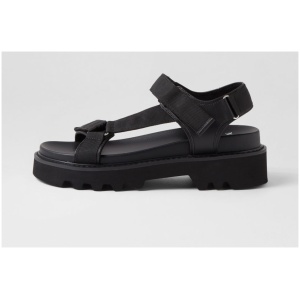 Mollini Tarek Mo Black Black Sole Fabric Leather Black Black Sole Sandals Womens Shoes Dress Heeled Sandals