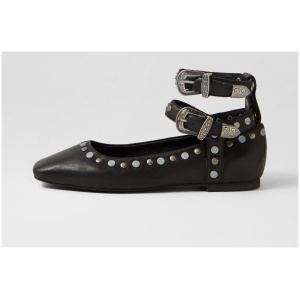 Mollini Tiyli Mo Black Leather Black Shoes Womens Shoes Casual Flat Shoes