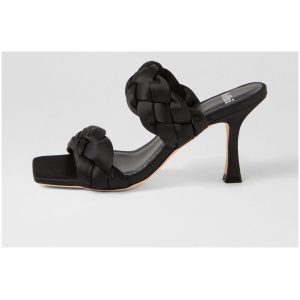 Mollini Wola Mo Black Satin Black Sandals Womens Shoes Dress Heeled Sandals