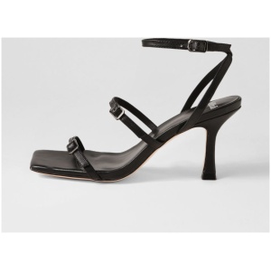 Mollini Wova Mo Black Leather Black Sandals Womens Shoes Dress Heeled Sandals