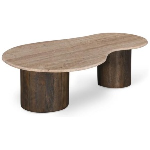 Moreno 1.2m Travertine Top Coffee Table - Walnut by Interior Secrets - AfterPay Available