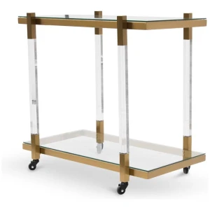 Myron Glass Bar Cart - Brushed Gold by Interior Secrets - AfterPay Available