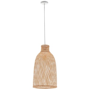 Natural Woven Bamboo Cone Pendant Lamp Hanging Light Bell Shade Boho Tropical