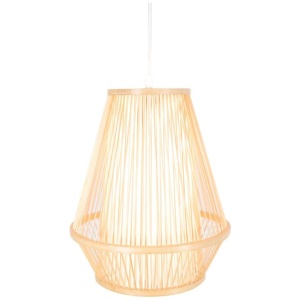 Natural Woven Bamboo Empire Pendant Lamp Hanging Light Bell Shade Boho Tropical