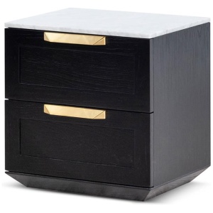 Nelda Bedside Table - Black with Marble Top by Interior Secrets - AfterPay Available