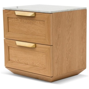 Nelda Bedside Table - Natural with Marble Top by Interior Secrets - AfterPay Available