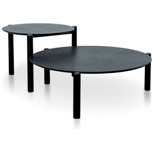 Nest Of Holloway Wooden Round Coffee Table - Black by Interior Secrets - AfterPay Available